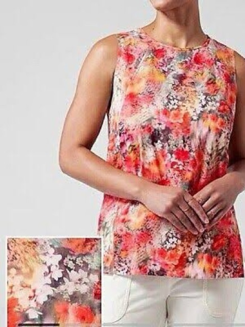 NWOT Athleta Zephyr Refine Floral Tank Blouse 1X